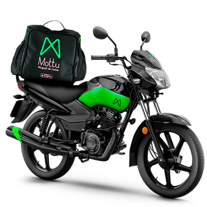 Mottu Sport ESD equipada com baú de entregas, pronta para o corre do dia
