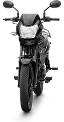 Frente da moto Mottu Sport ESD, com farol e carenagem dianteira