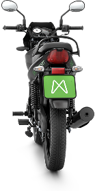 Traseira da moto Mottu Sport ESD, com lanterna e placa